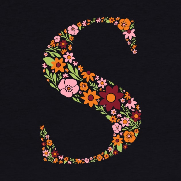 Retro Floral Letter S by zeljkica